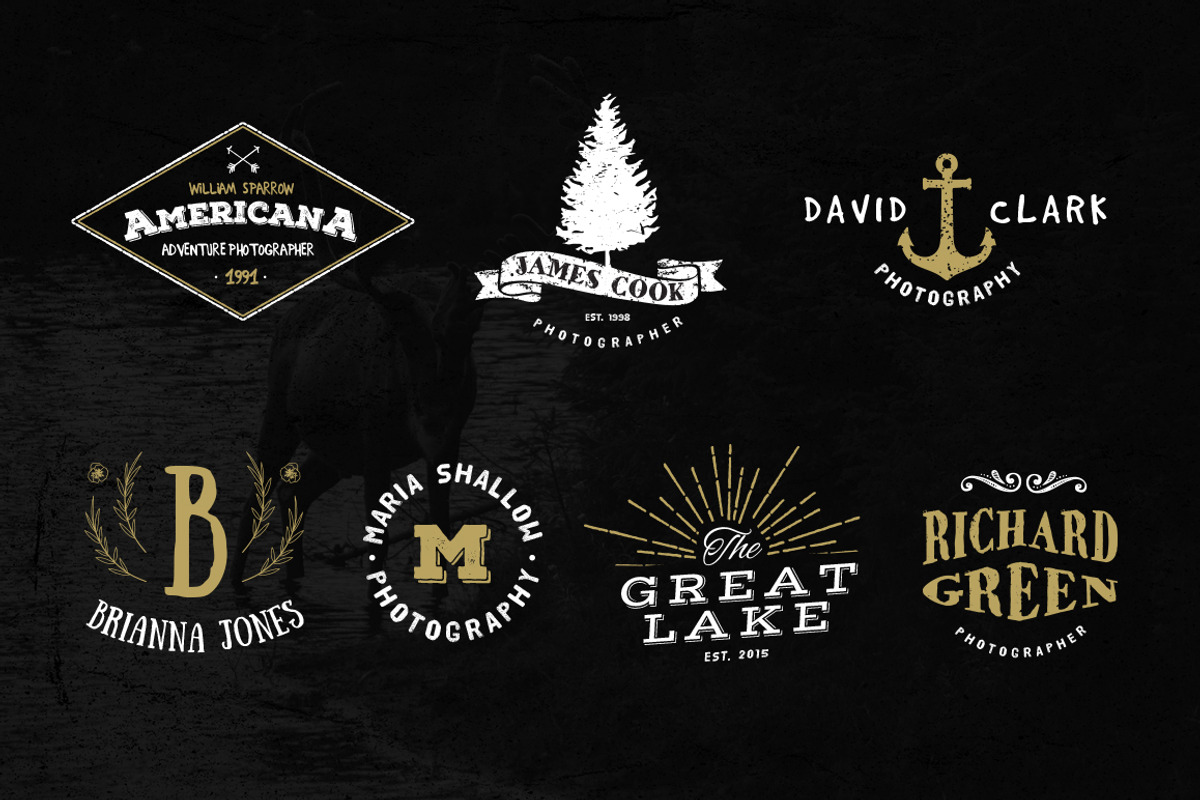 24 Vintage Logos + Monograms Pack, a Branding & Logo Template by DesignLux (Photo 3 of 5)