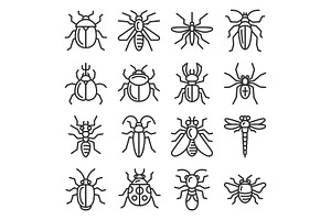 Bugs And Insects Icons Set On White