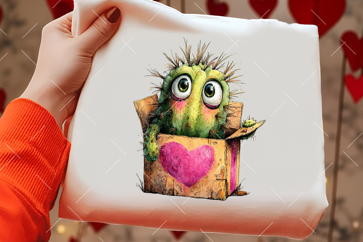 Whimsical Valentine Cactus Clipart, an Illustration by OK Design (Photo 6 of 6)