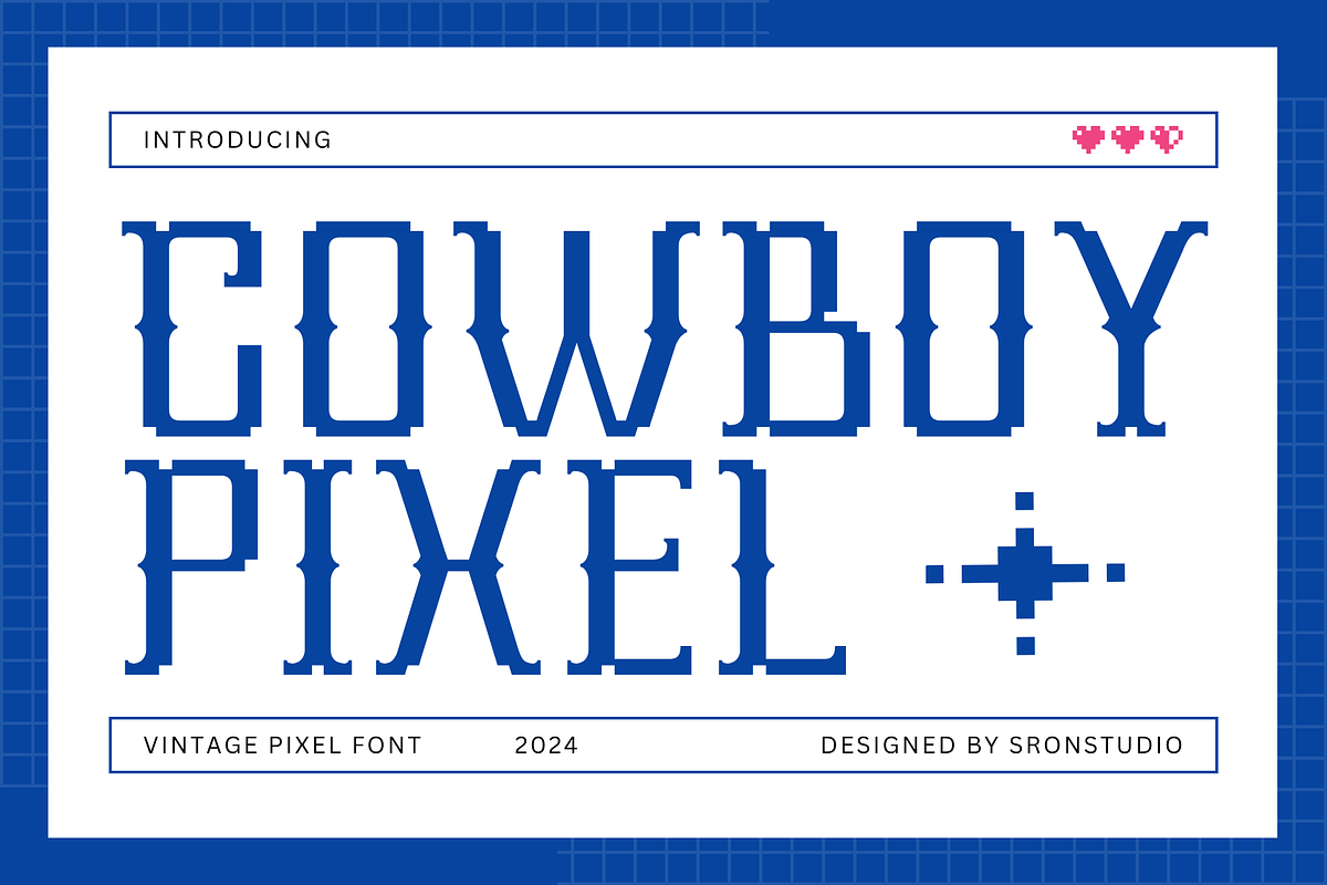 Cowboy Pixel - Western Pixel Font, a Serif Font by Sronstudio (Photo 1 of 11)