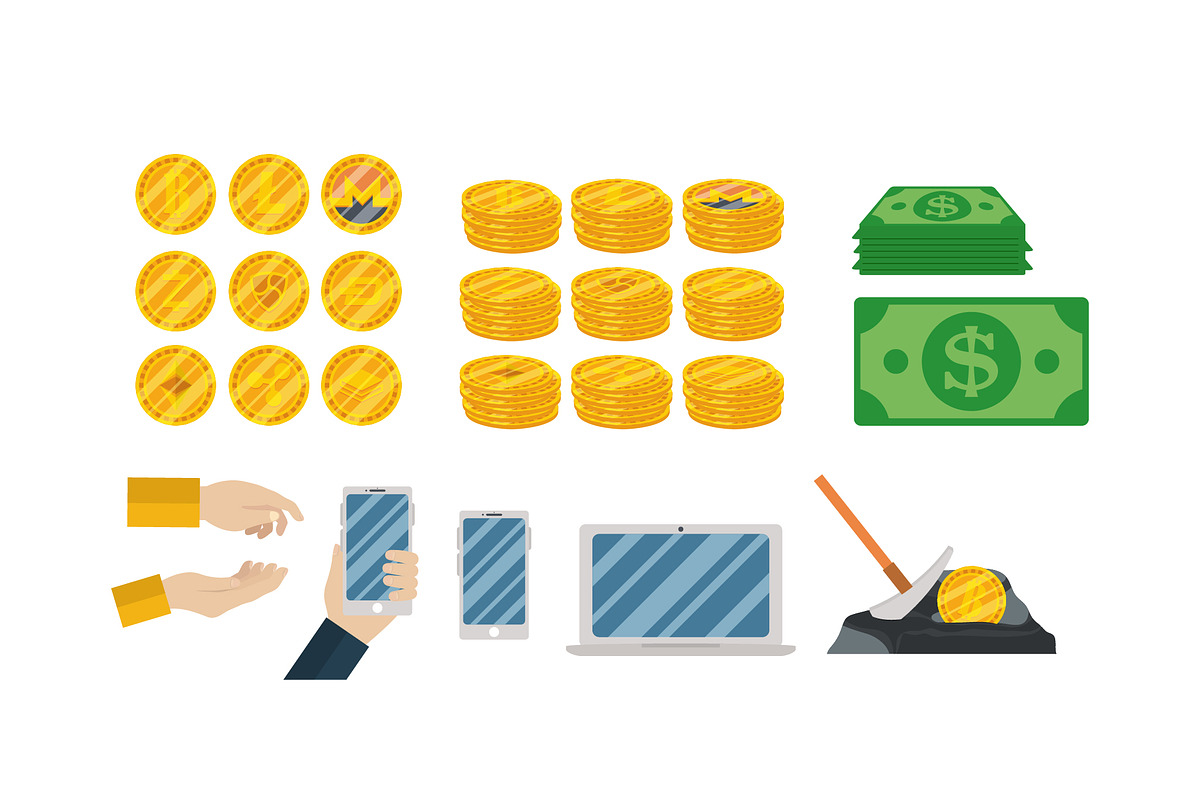 Cryptocurrency Illustration Set