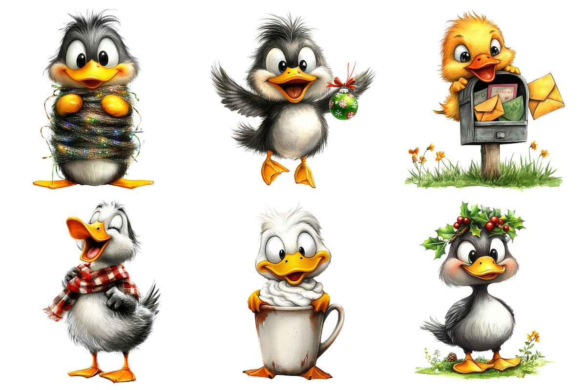 Whimsical Christmas Duck Clipart, an Illustration by Daily.Designs (Photo 4 of 5)
