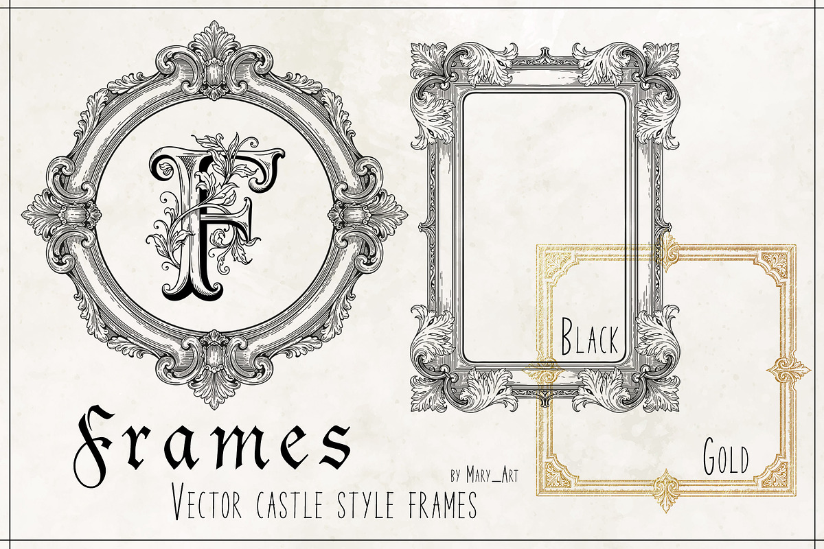 CASTLE STYLE FRAMES - vector kit, a Decorative Illustration by My Space Garden (Photo 1 of 8)
