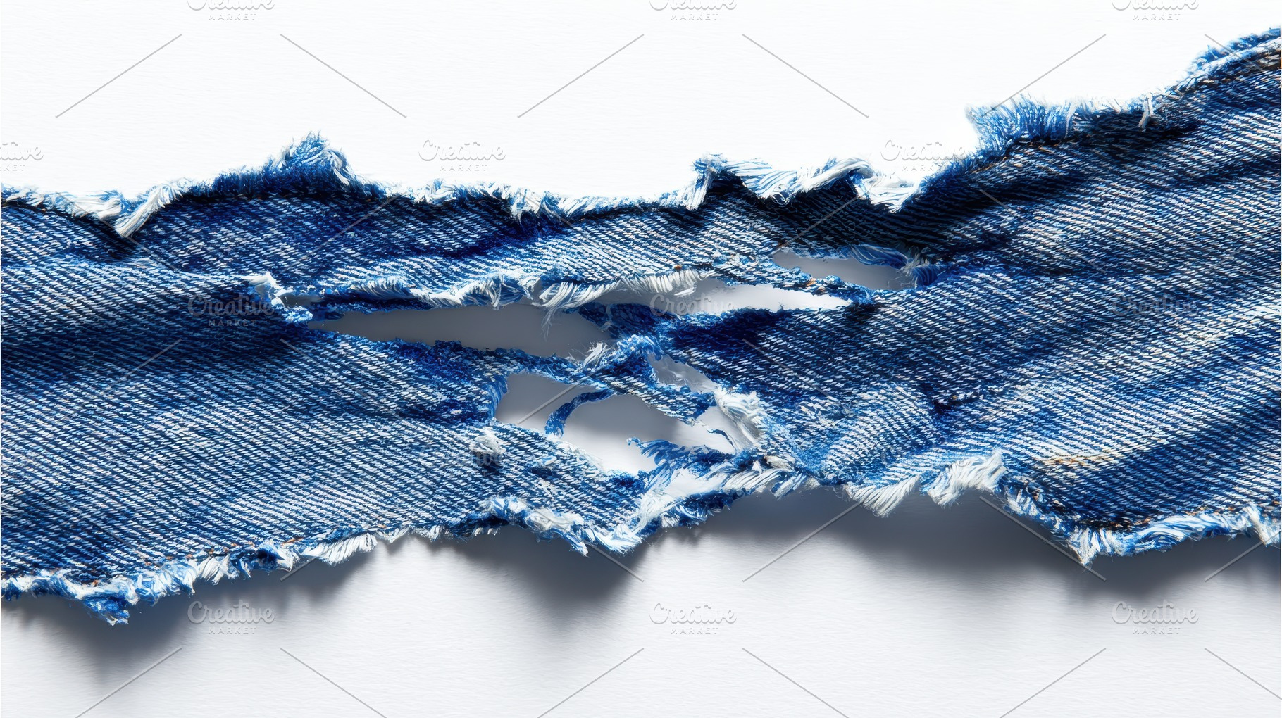 Torn denim fabric showing frayed edg, a Photo by Pavel_design