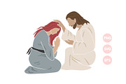 Jesus and Girl Christian Illustratio, a Person Illustration by ⋒DesignECShop⋒ (Thumbnail 1 of 3)
