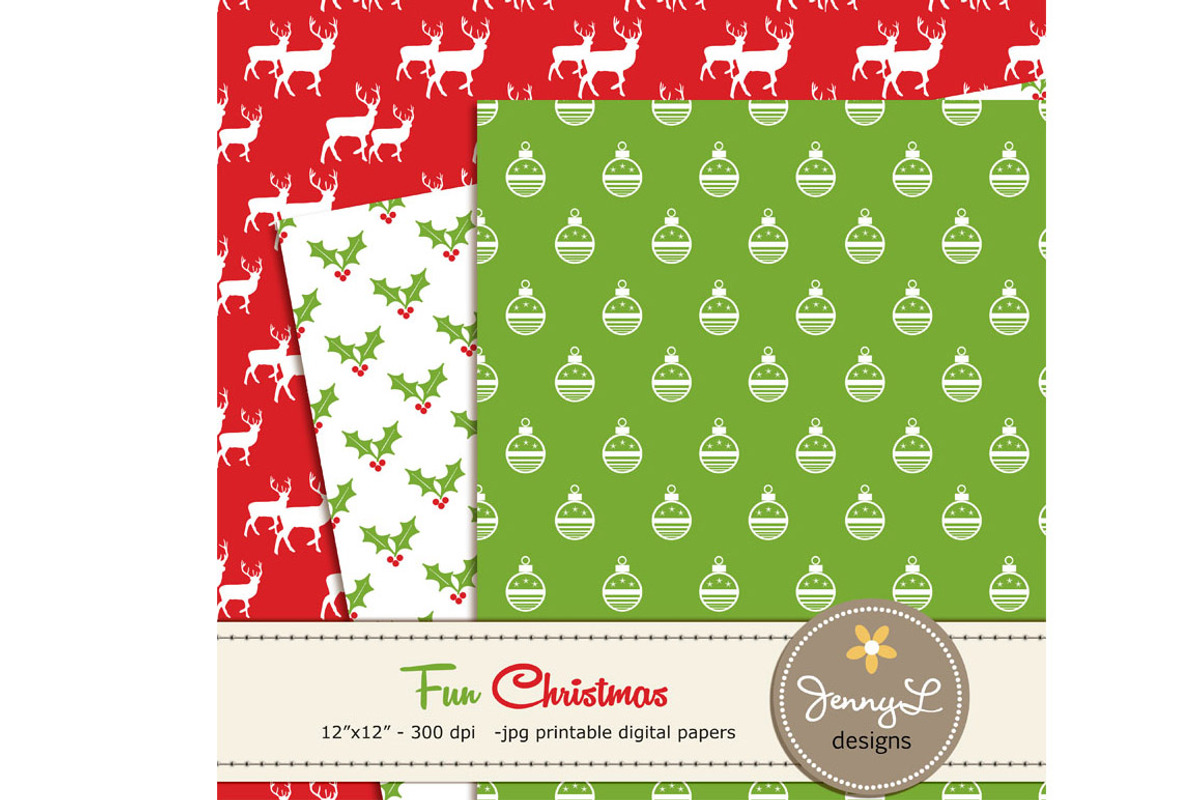 Fun Christmas Digital Papers, a Pattern Graphic by JennyL Designs (Photo 4 of 4)