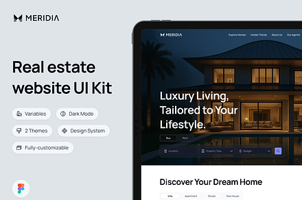 Meridia - Real estate website UI Kit