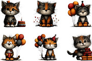 Birthday Cat Whimsical Clipart, an Animal Illustration by Designking (Thumbnail 3 of 5)