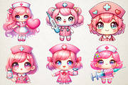 Cute Pink Nurse PNG Clipart, a Seasonal Illustration by RobertsArt (Thumbnail 2 of 6)