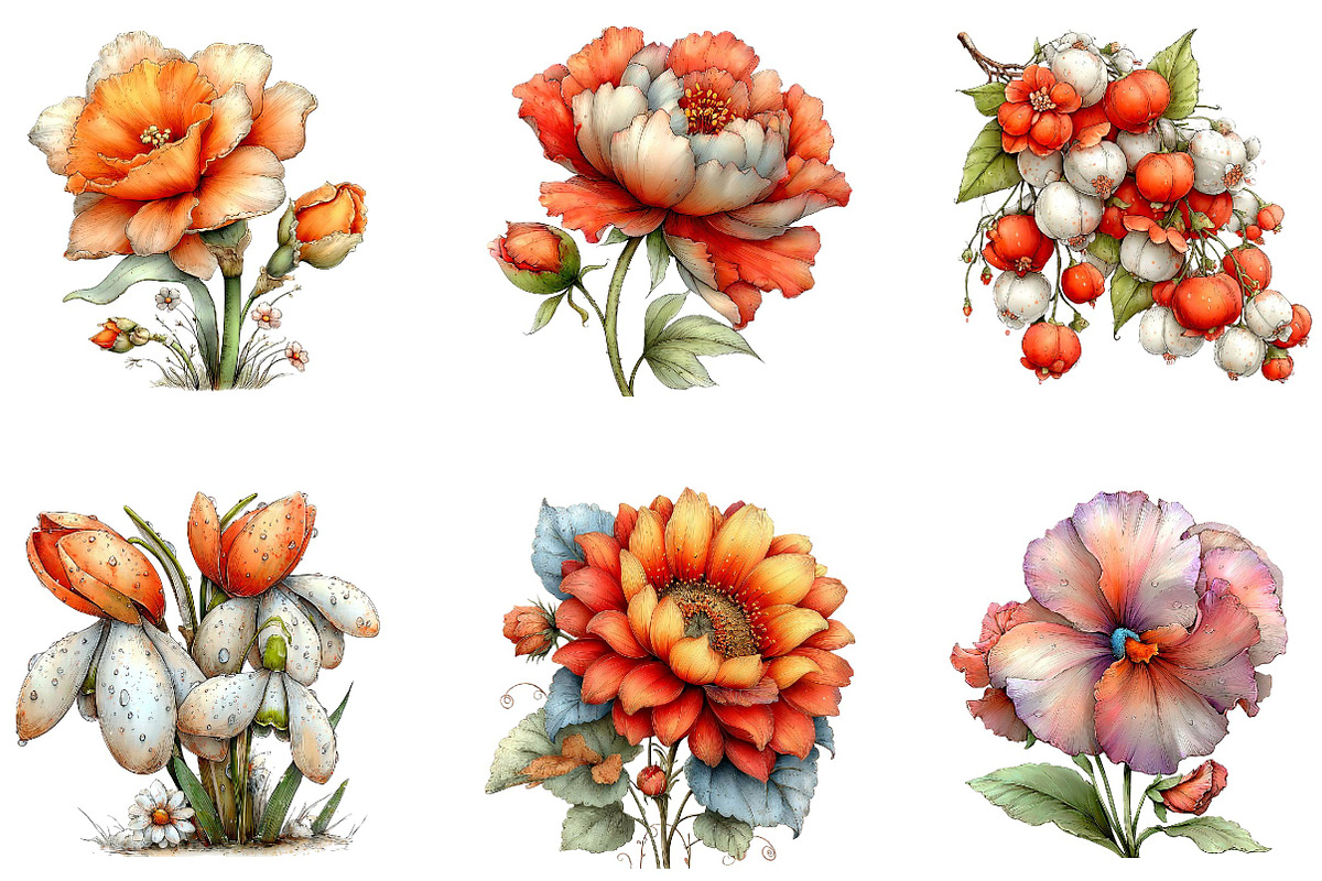 Whimsical Spring Flower Clipart, an Illustration by CreationArt (Photo 5 of 7)