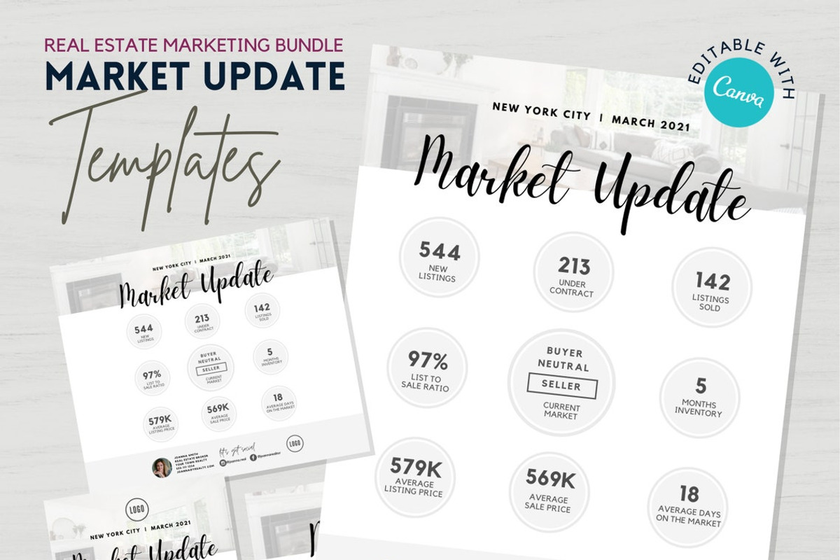 Market Update Template Bundle CANVA, a Flyer Template by RealEstateDreams (Photo 1 of 4)