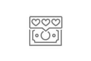 Money with hearts in chat bubble, an Object Illustration by GraphiShop