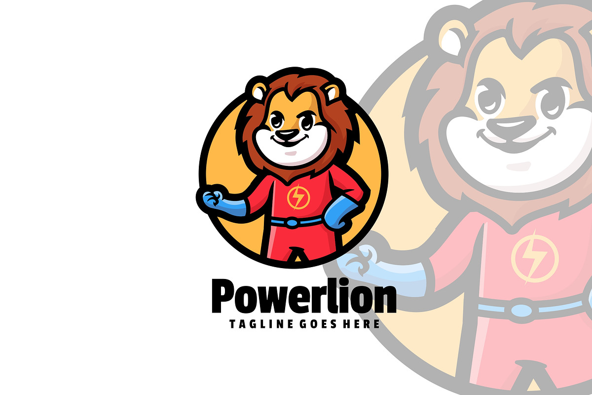 Power Lion Mascot cartoon logo Desig, a Branding & Logo Template by ModalTampang