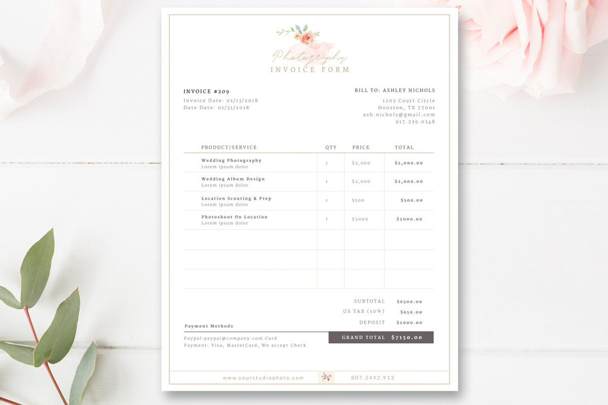 Invoice Template for Photographers, a Flyer Template by By Stephanie Design (Photo 2 of 3)