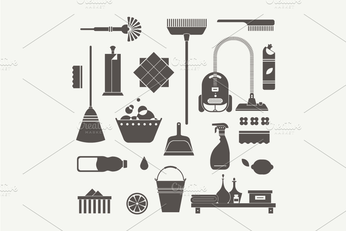 Vector cleaning icons, a Graphic by vectorprro