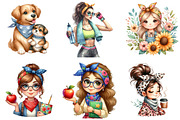 Messy Bun Bandana Mom Life Clipart, a Seasonal Illustration by DreamArtGraphic (Thumbnail 2 of 4)