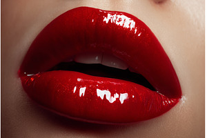 Vibrant red lips captured through, a Beauty & Fashion Photo by ZinetroN