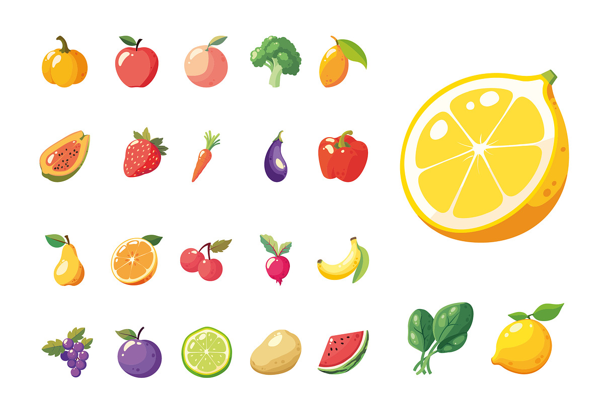 Fruit & Vegetable Illustration Set