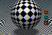 Optical art ball above surface, an Object Illustration by Guten Tag Vector (Thumbnail 2 of 2)