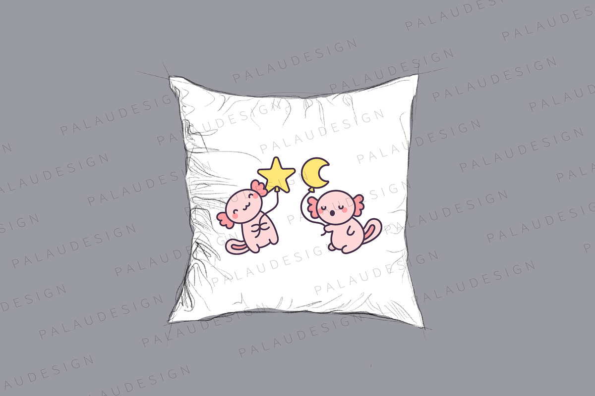 Kawaii Axolotl with Balloons, an Animal Illustration by Palau (Photo 2 of 12)