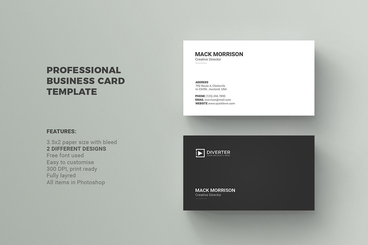 Business Card, a Business Card Template by Diverter (Photo 2 of 3)