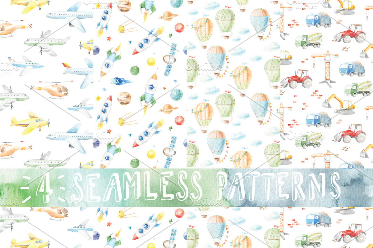 watercolor BOY'S WORLD, a Background Graphic by artnLera (Photo 6 of 6)