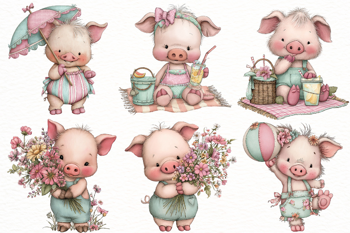 Whimsical summer pig Clipart, an Illustration by Designworld (Photo 4 of 5)