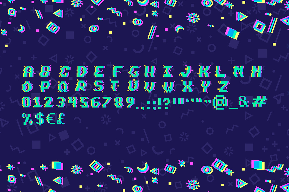 PIXEL GLITCH vector alphabet preview 2