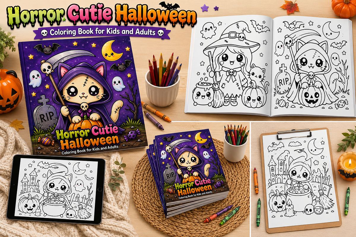 Horror Cutie Halloween Coloring Book, a Seasonal Illustration by Design Home (Photo 1 of 5)