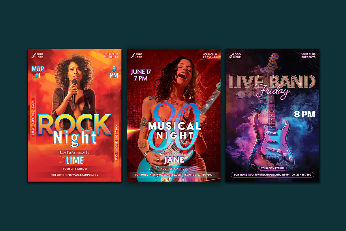 Music Event Flyer Templates Bundle, a Marketing Template by Allies Interactive (Photo 4 of 5)