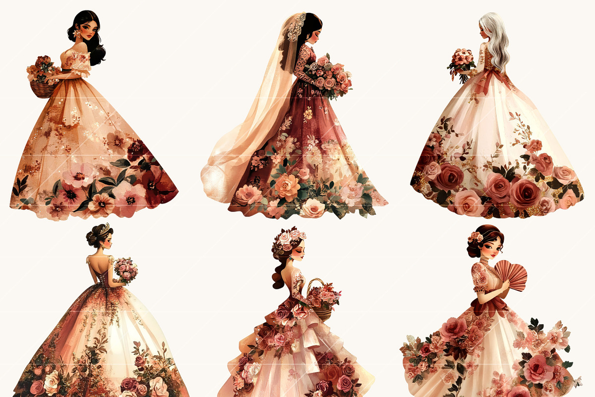 Rose Gold Brides Clipart Bundle, a Person Illustration by Design Scotch (Photo 5 of 9)
