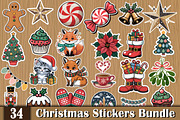 Christmas Stickers Bundle, a Seasonal Illustration by protabsorkar11 (Thumbnail 1 of 7)