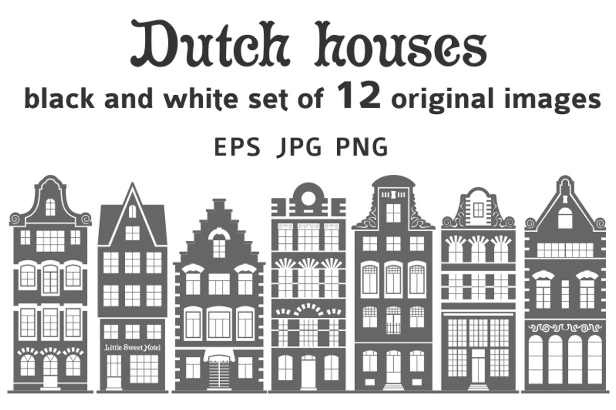 Set of 12 shapes Amsterdam houses, a Decorative Illustration by Primula`s shop (Photo 1 of 2)