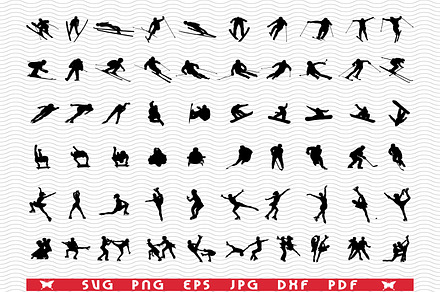 SVG Winter Sports, Black Silhouettes, an Icon by DesignStudioRM