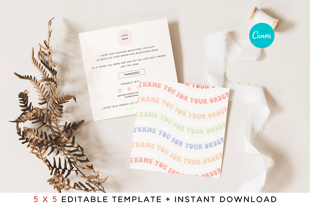 Thank you card Canva template, a Flyer Template by Hellohastore (Photo 1 of 9)
