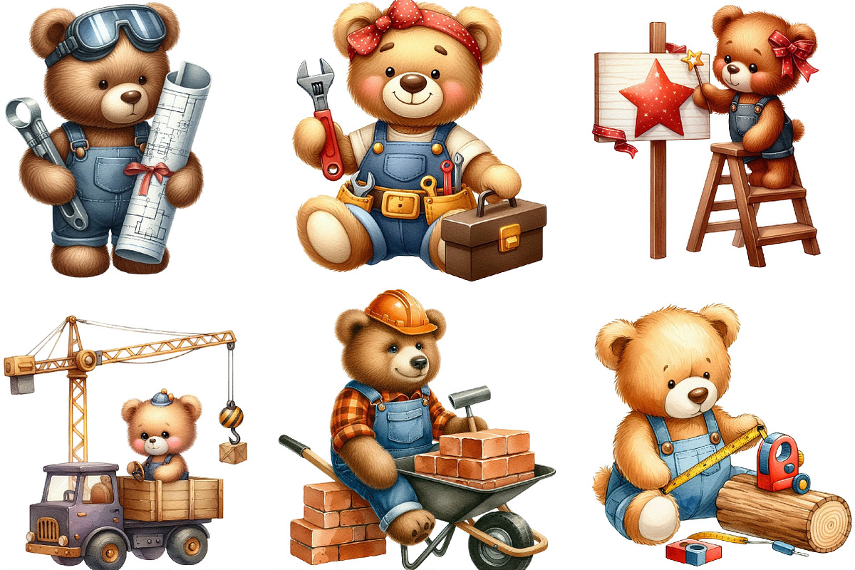 Construction Teddy Bear Bundle, an Illustration by Designking (Photo 3 of 4)