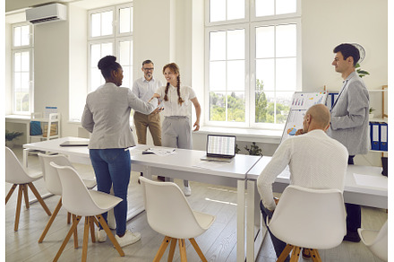 Employees of department at meeting