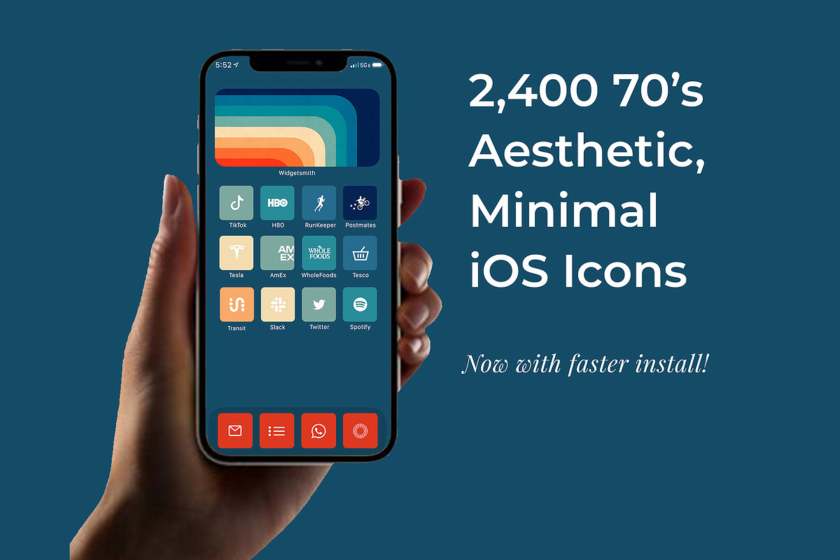 2,400 70's iOS 14 Icon Pack, an Icon by A Good Design Studio (Photo 1 of 5)
