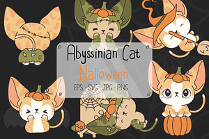 Set Halloween Abyssinian Cat