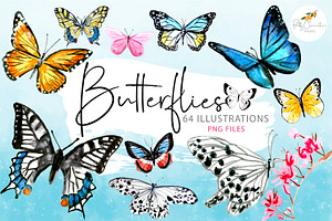 Watercolor Butterflies 24 Patterns