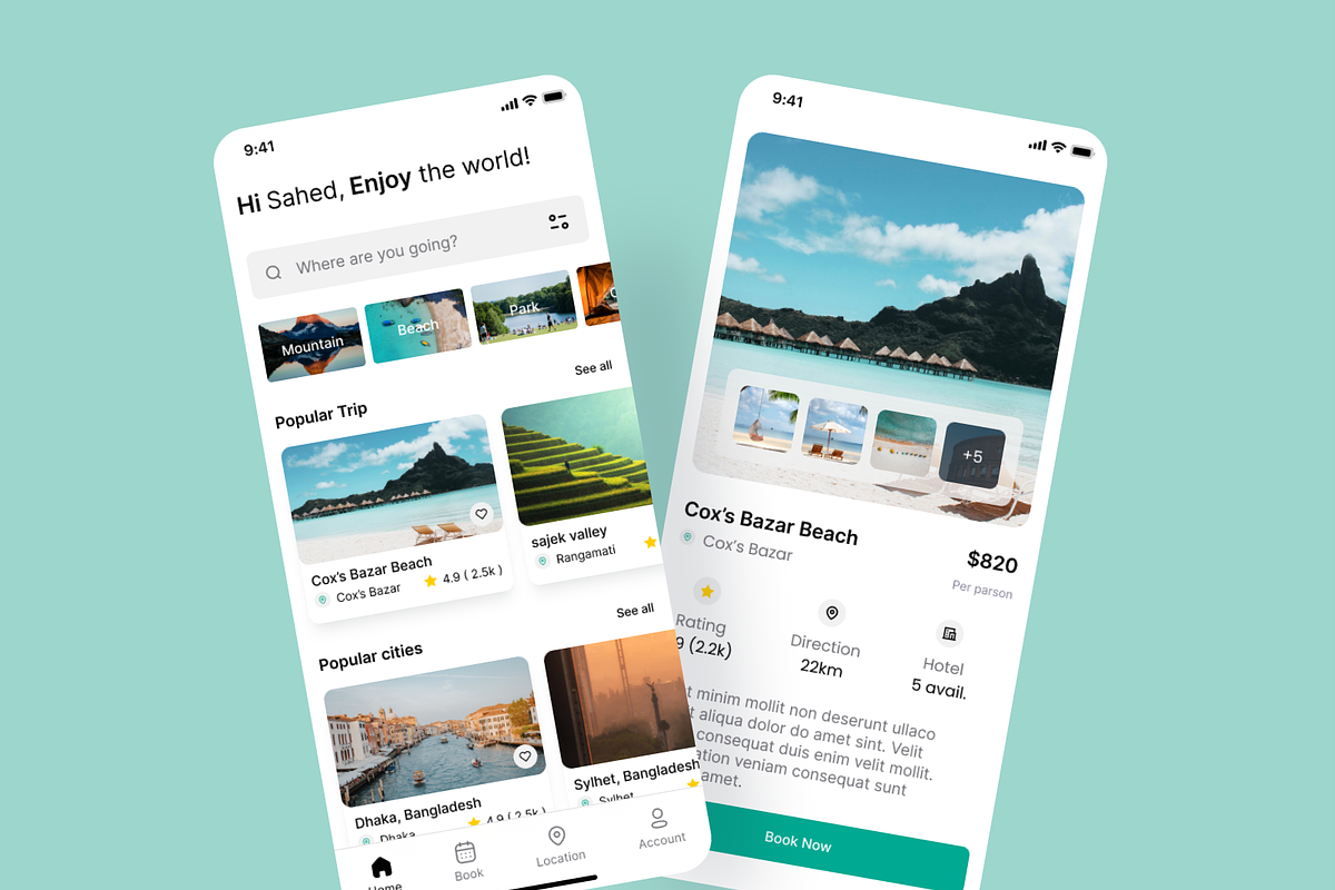 Travel App UI Kit, an App Template by Ahmed Rubel (Photo 2 of 6)