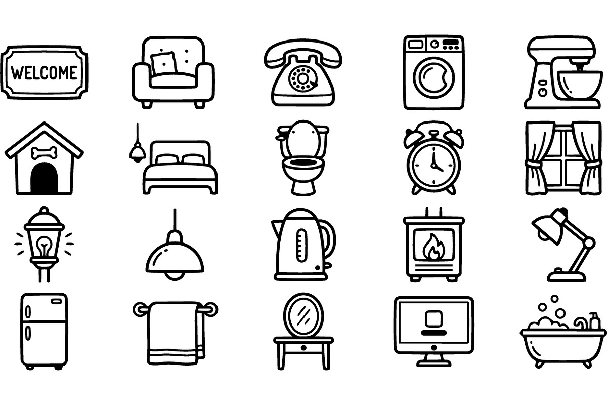 Classic Home Icon Clipart Set, an Illustration by designvectx (Photo 2 of 3)
