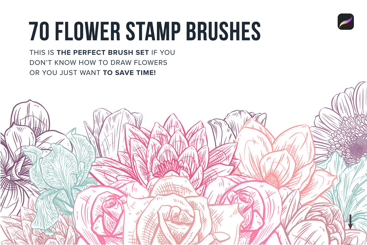 120 Floral Procreate Stamp Brushes, a Brush Add-On by Riveros Illustration (Photo 6 of 13)