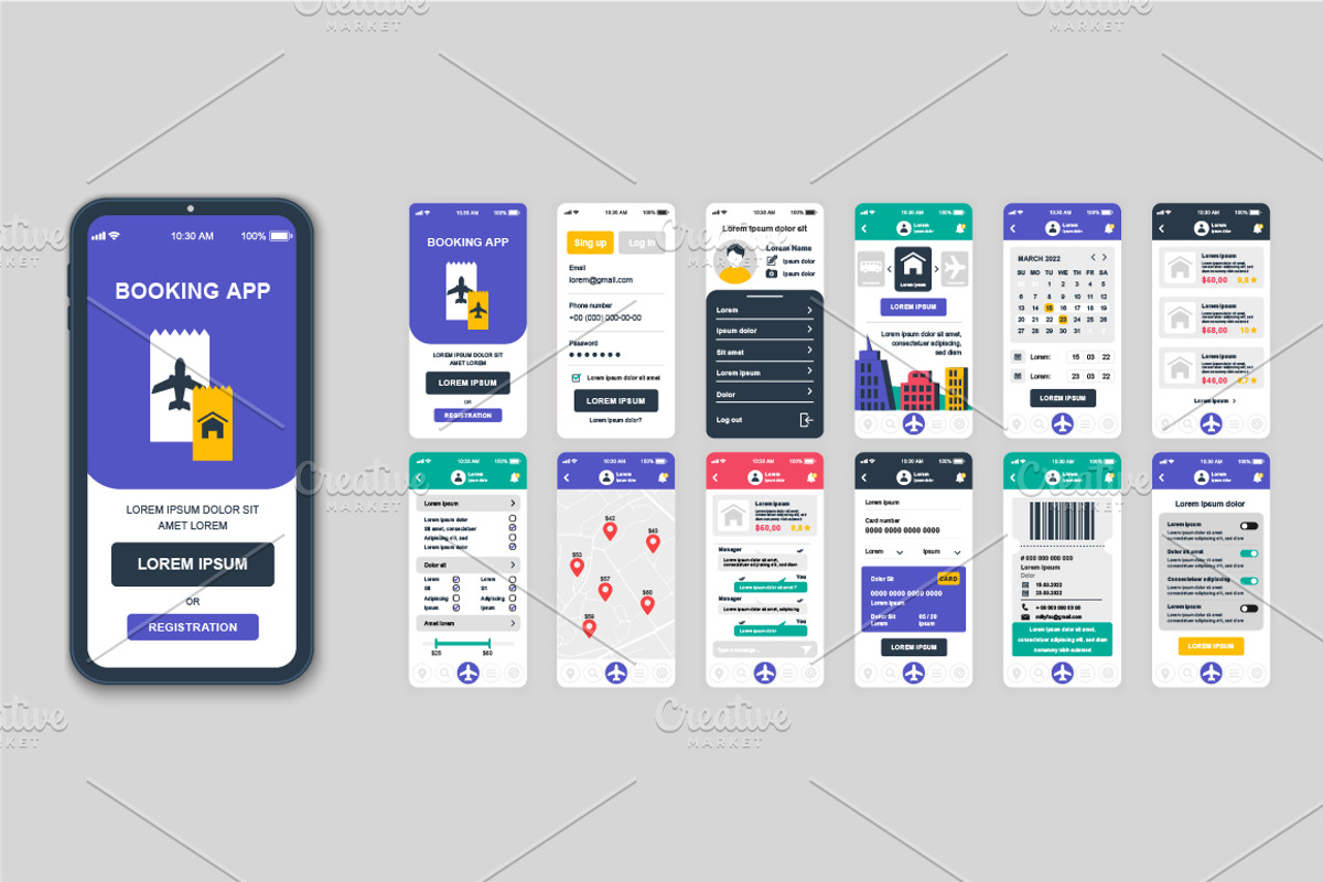 Mobile App UI Kit Template, a Templates & Theme by alexdndz | Creative ...