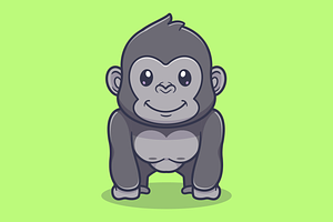 Cute Happy Gorilla Cartoon, an Animal Illustration by Catalyst Labs