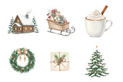 North Christmas Watercolor Clipart, an Illustration by SinaCreation (Thumbnail 3 of 7)