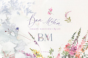 Bon Matin Watercolor Floral Clip Art, a Decorative Illustration by whiteheartdesign (Thumbnail 1 of 18)