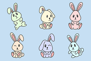 30 Cute Rabbit Bunny Pose Face Ears