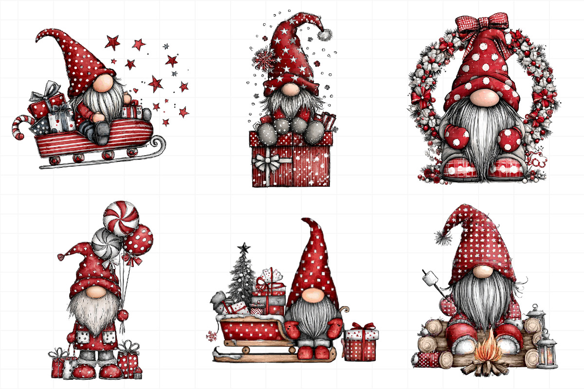 Christmas Santa Gnome Clipart, an Illustration by Daily.Designs (Photo 4 of 5)