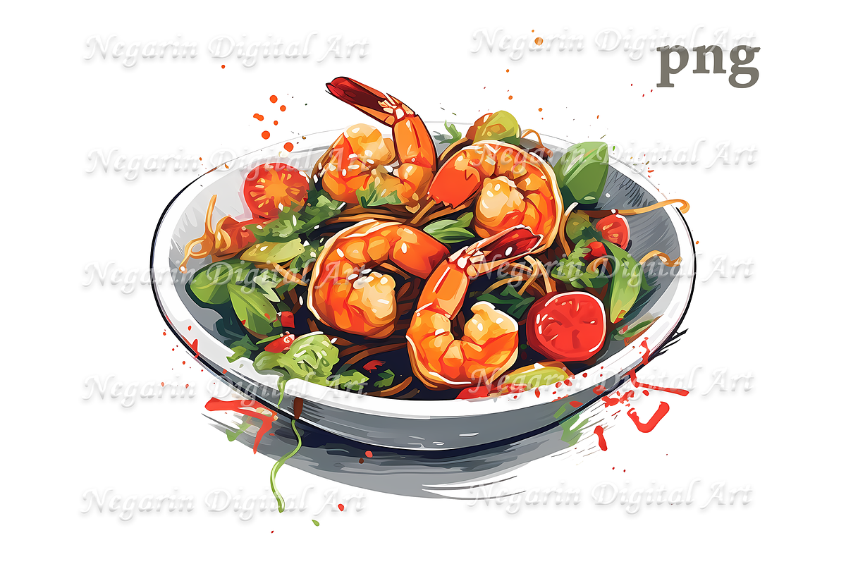 Watercolor Seafood Clipart, an Object Graphic by Negarin Digital Art (Photo 4 of 9)
